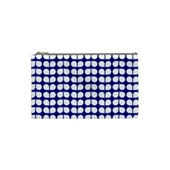 Blue And White Leaf Pattern Cosmetic Bag (small)