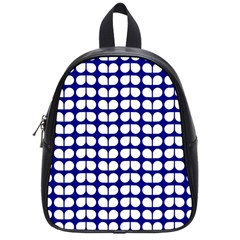 Blue And White Leaf Pattern School Bag (small)