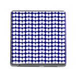 Blue And White Leaf Pattern Memory Card Reader with Storage (Square) Front