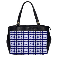 Blue And White Leaf Pattern Oversize Office Handbag (one Side)