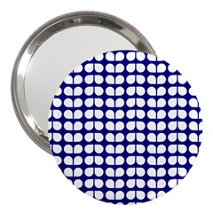 Blue And White Leaf Pattern 3  Handbag Mirror by GardenOfOphir