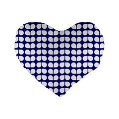 Blue And White Leaf Pattern 16  Premium Heart Shape Cushion  by GardenOfOphir