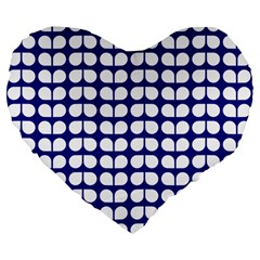 Blue And White Leaf Pattern 19  Premium Heart Shape Cushion