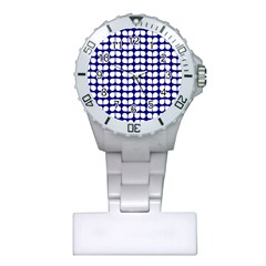 Blue And White Leaf Pattern Nurses Watch by GardenOfOphir