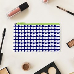 Blue And White Leaf Pattern Cosmetic Bag (xs)