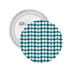 Teal And White Leaf Pattern 2 25  Button