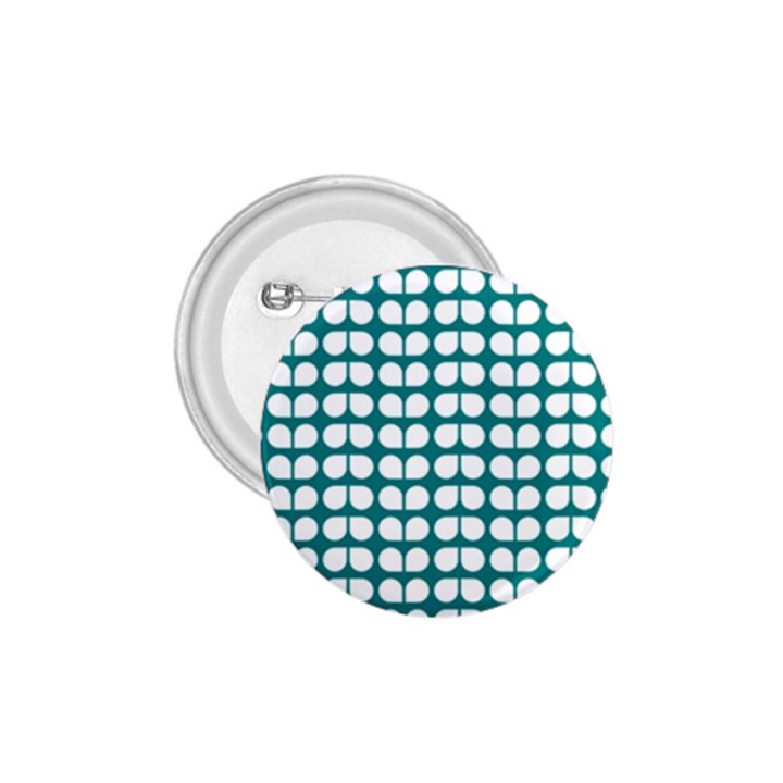 Teal And White Leaf Pattern 1.75  Button