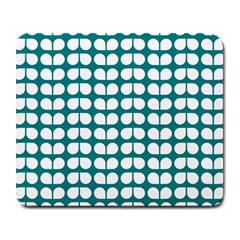 Teal And White Leaf Pattern Large Mouse Pad (rectangle)