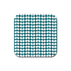 Teal And White Leaf Pattern Drink Coasters 4 Pack (square) by GardenOfOphir