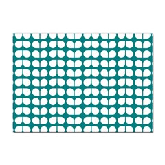 Teal And White Leaf Pattern A4 Sticker 10 Pack by GardenOfOphir