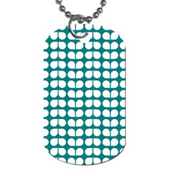 Teal And White Leaf Pattern Dog Tag (two-sided) 