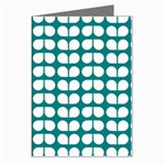 Teal And White Leaf Pattern Greeting Card Left