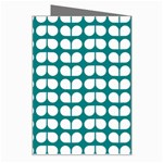 Teal And White Leaf Pattern Greeting Card Right