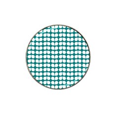 Teal And White Leaf Pattern Golf Ball Marker 10 Pack (for Hat Clip)