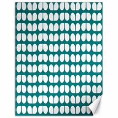 Teal And White Leaf Pattern Canvas 18  X 24  (unframed) by GardenOfOphir