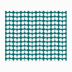 Teal And White Leaf Pattern Glasses Cloth (small, Two Sided) by GardenOfOphir