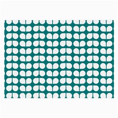 Teal And White Leaf Pattern Glasses Cloth (large) by GardenOfOphir