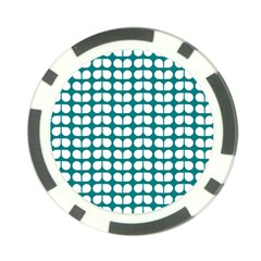 Teal And White Leaf Pattern Poker Chip