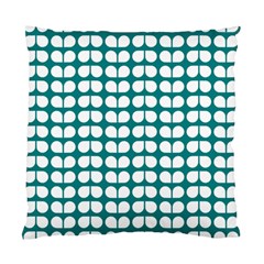 Teal And White Leaf Pattern Cushion Case (two Sided) 