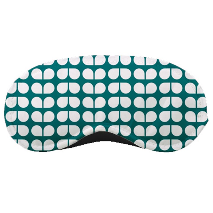 Teal And White Leaf Pattern Sleeping Mask