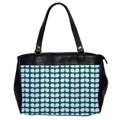 Teal And White Leaf Pattern Oversize Office Handbag (one Side)