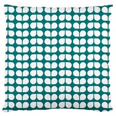 Teal And White Leaf Pattern Large Cushion Case (single Sided) 