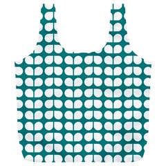 Teal And White Leaf Pattern Reusable Bag (xl)