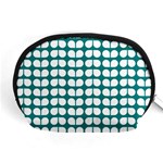 Teal And White Leaf Pattern Accessory Pouch (Medium) Front