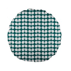 Teal And White Leaf Pattern 15  Premium Flano Round Cushion 