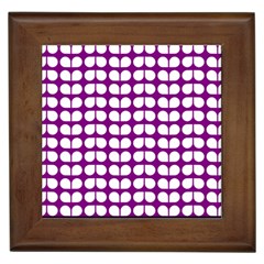 Purple And White Leaf Pattern Framed Ceramic Tile