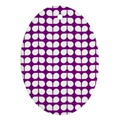 Purple And White Leaf Pattern Oval Ornament