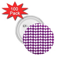 Purple And White Leaf Pattern 1 75  Button (100 Pack)