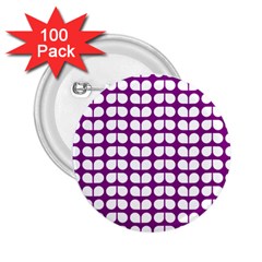 Purple And White Leaf Pattern 2 25  Button (100 Pack) by GardenOfOphir