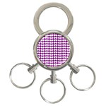 Purple And White Leaf Pattern 3-Ring Key Chain Front