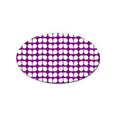 Purple And White Leaf Pattern Sticker (oval) by GardenOfOphir