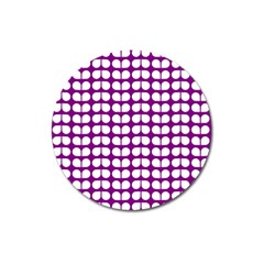 Purple And White Leaf Pattern Magnet 3  (round)