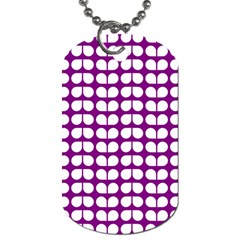 Purple And White Leaf Pattern Dog Tag (one Sided)