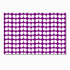 Purple And White Leaf Pattern Postcard 4 x 6  (10 Pack) by GardenOfOphir