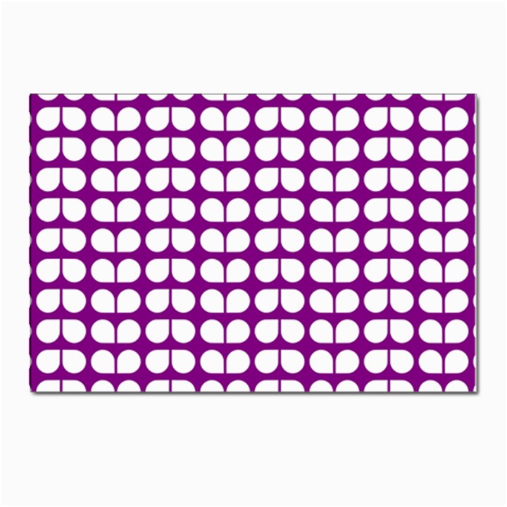 Purple And White Leaf Pattern Postcards 5  x 7  (10 Pack)