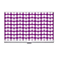 Purple And White Leaf Pattern Business Card Holder