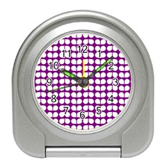 Purple And White Leaf Pattern Desk Alarm Clock by GardenOfOphir