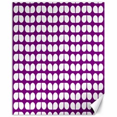 Purple And White Leaf Pattern Canvas 16  X 20  (unframed) by GardenOfOphir