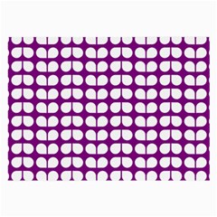 Purple And White Leaf Pattern Glasses Cloth (large, Two Sided)