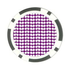 Purple And White Leaf Pattern Poker Chip