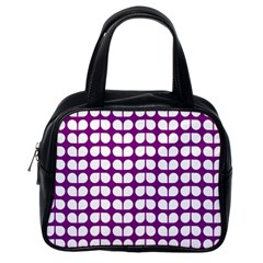 Purple And White Leaf Pattern Classic Handbag (one Side)