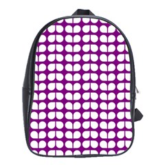 Purple And White Leaf Pattern School Bag (large)