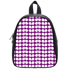 Purple And White Leaf Pattern School Bag (small) by GardenOfOphir