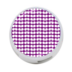 Purple And White Leaf Pattern 4-port Usb Hub (one Side)