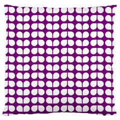 Purple And White Leaf Pattern Large Cushion Case (two Sided) 