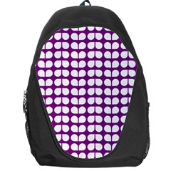 Purple And White Leaf Pattern Backpack Bag